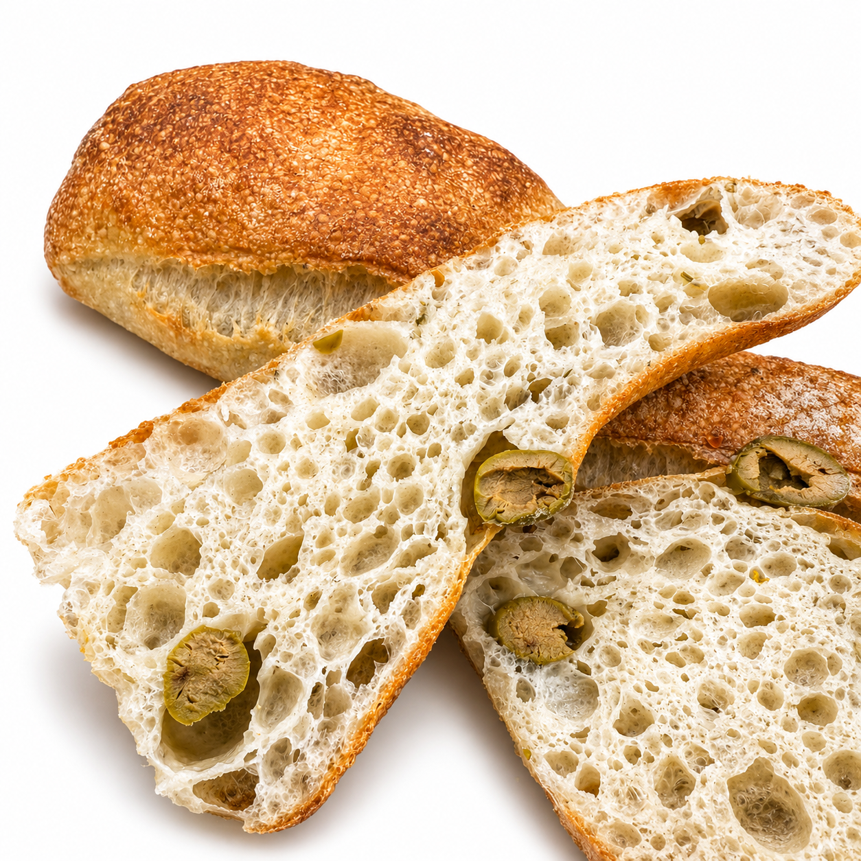 Pan de cristal con aceituna